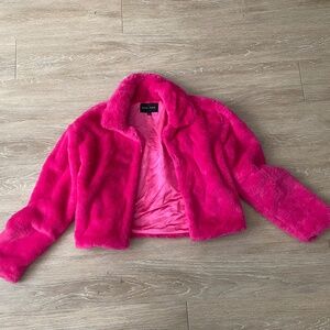 Brand New Pink Faux Fur Jacket